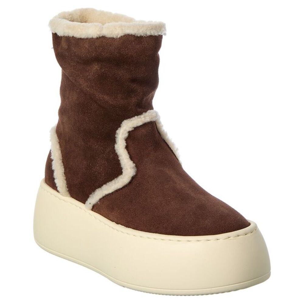 Giuseppe Zanotti Alma Suede & Shearling Platform Boot, Brown